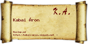 Kabai Áron névjegykártya